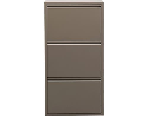 Kare Schuhschrank Caruso 3er, Taupe 103 x 50 x 14 cm, Stahlblech, 6  P. Schuhe