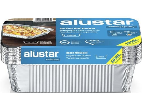 Alustar Boxen mit Deckel 10 Stk. 940 ml 21 x 11 x 5.4 cm