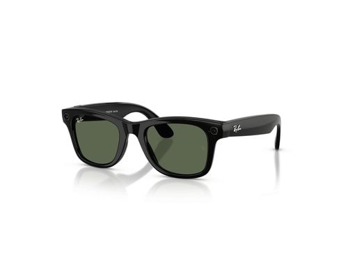 Ray-Ban META AI SUN WAYFARER Shiny Black Sonnenbrille, LENS G15 GREEN