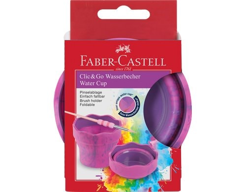 Faber-Castell Wasserbecher clic&go zusammenfaltbar, pink marble
