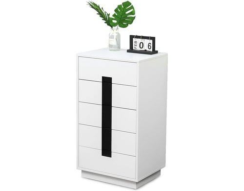relaxdays Kommode mit 5 Schubladen MDF, China, Weiss