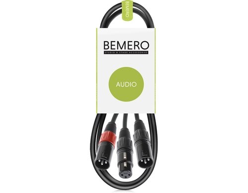 Bemero BAC4043-75BK XLRf - 2x XLRm 0.75m Y-Adapterkabel, schwarz, M-Serie