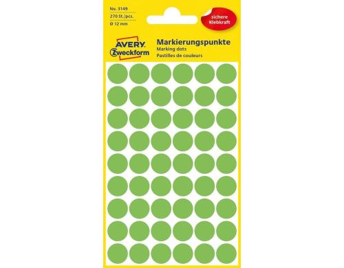 Avery Zweckform Markierungspunkte l-grün Durchmesser 12mm, 5 Bogen/270 Etiketten