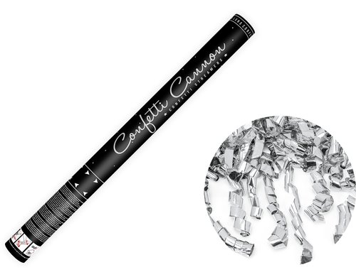 Partydeco Konfettikanone Schlangen silber, 60 cm
