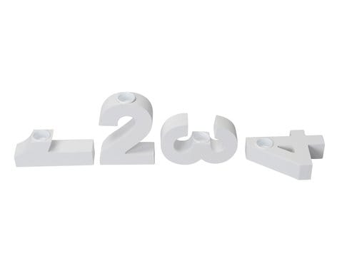 COCON Adventskerzenhalter, Zahlen 1-4 weiss, MDF