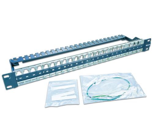48-Port 1HE 19 Patchpanel, Winkelbar 0/45° Metall, Panel für Slim Keystone Module