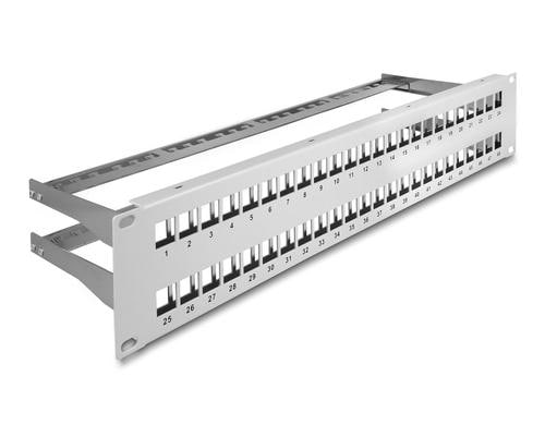 Delock 19 Keystone Patchpanel mit Entlastungsschiene,48 Port,2 HE,grau