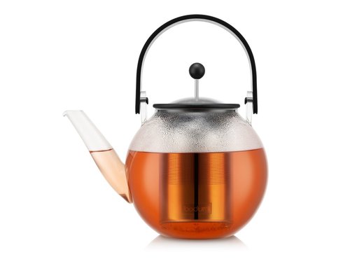Bodum Assam Teebereiter Glas, schwarz, m. Edelstahlfilter, 1.5L