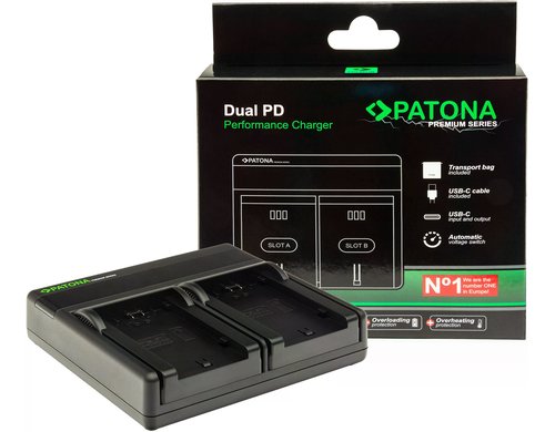PATONA Premium Dual USB-C Ladegerät USB-C Für Canon Akku NB-13L