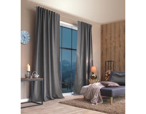 Stotz Fertigvorhang mit Faltenband Deko Thermo, Samedan 135 x 225 grau, 100% PES