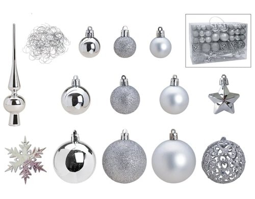 G. Wurm Weihnachtskugeln-Set 111er Ø 3/4/6 cm, silber