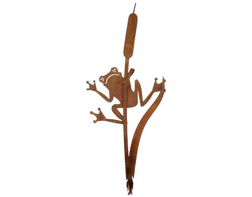 Ambiance Frosch an Schilfkolben,Metall rost H: 90 cm
