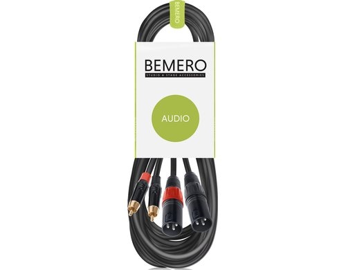 Bemero BAC2545-600BK 2x XLRm - 2x RCAm 6m Audio-Verbindungskabel, schwarz, M-Serie