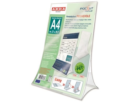 ARDA Tischaufsteller klappbar A4 aus Pet und rezyklierbar
