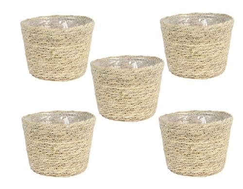CHALET Blumentopf Ingmar 5er Set Seegras, Grösse: 13x13x10cm (LxBxH)