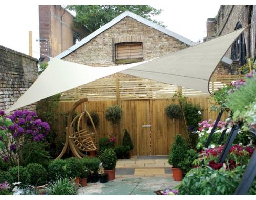 Perel Sonnensegel - Quadrat, 3.6x3.6 m, Farbe: Creme, Wasserabweisend