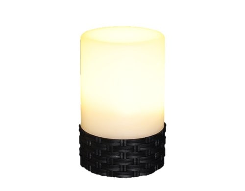 Dameco LED Solar Rattan Tisch Leuchte LED ww, D10.5cm x H18cm, ON/OFF Schalter