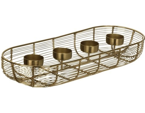 Eglo Adventskerzen Halter Hagony Metall, L 405, B 140, H 60, Gold