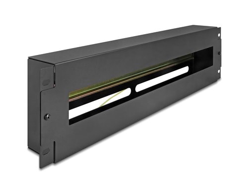 Delock 19 Schutzschalterleiste, Schwarz 3HE, mit Abdekcung und Hutschine