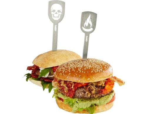 GEFU Hamburger Spiesse TORRO 2 Stück (Totenkopf/Flamme)