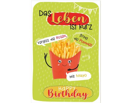 Susy Card Grusskarte Pommes mit Wackelauge 1 Stk, 11.5 x 17 cm, mit Umschlag