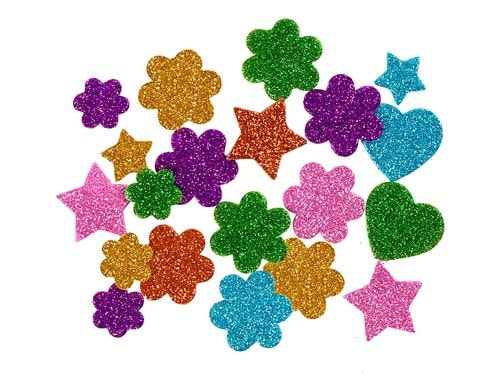 Creativ Company Figuren Moosgummi, Sterne Blumen und Herzen 19+29