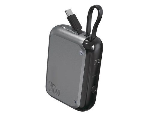 4smarts Powerbank Pocket mit USB-C Kabel 10000mAh 30W spacegrau