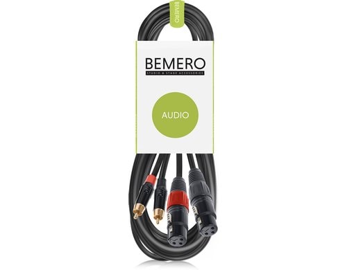 Bemero BAC2544-300BK 2x XLRf - 2x RCAm 3m Audio-Verbindungskabel, schwarz, M-Serie