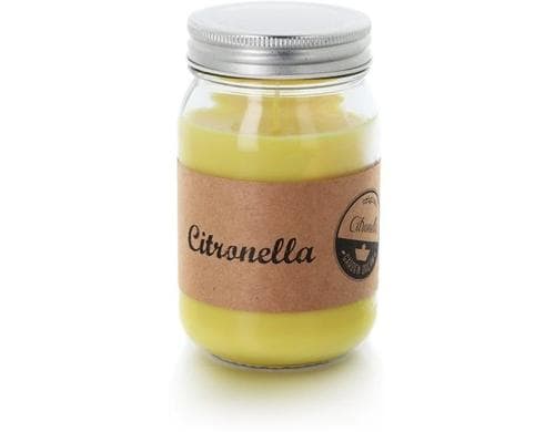 balthasar Outdoorkerze Jar CitronellaimGlas Gelb, 7.5x13 cm (DxH), Anti-Mücken-Kerze