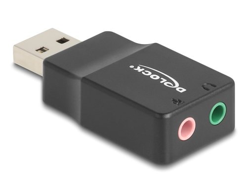 Delock USB-A Stecker-2x3.5mm Klinke Plug&Play Audio Adapter, schwarz