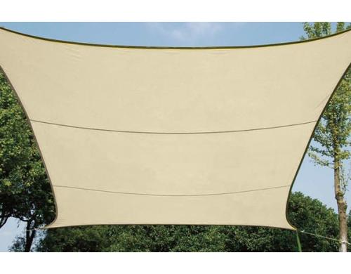 Perel Sonnensegel - Quadrat, 5x5 m, Farbe: champager, Wasser abstossend,