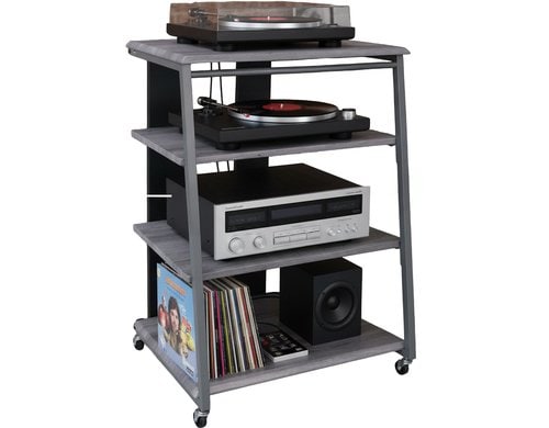 relaxdays Hifi Rack mit 4 Ablagen MDF, China, Grau