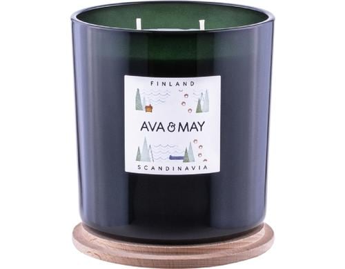 AVA & MAY Duftkerze Finnland, gross 12x12x12.5cm, 100% Sojawachs,70h Brennd.