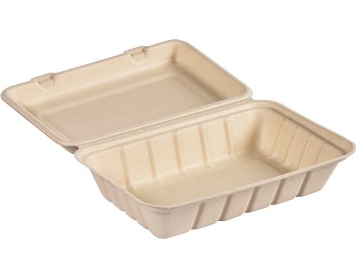Duni Box Hinged Bagasse braun 850ml, 50 Stk. Mit Deckel