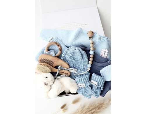 Baby Geschenkbox Blau Verona Hase Weiss