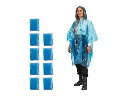 relaxdays Regenponcho 10-er Set, Hellblau