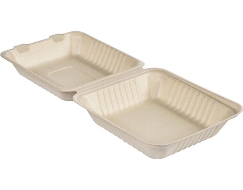 Duni Box Hinged Bagasse braun 1000ml, 50 Stk. Mit Deckel