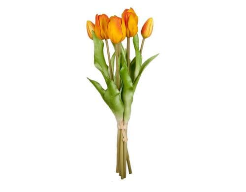 Dekomat Strauss Tulpen Royla,Orange,7er Set 38x20 cm (HxD),weicher Kunststoff Realtouch