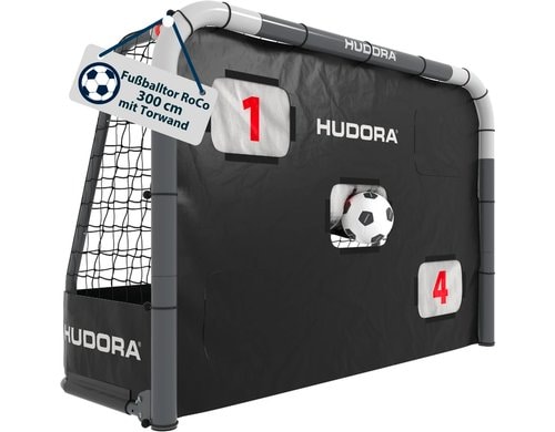 Hudora Fussballtor Roco 300 grau mit Torwand