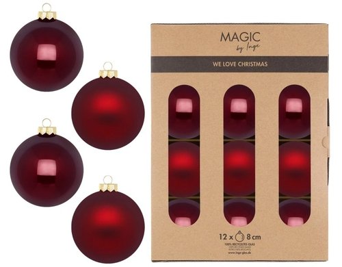 H&J Weihnachtskugel Smooth Port, 12 Stück Glas, D: 8 cm