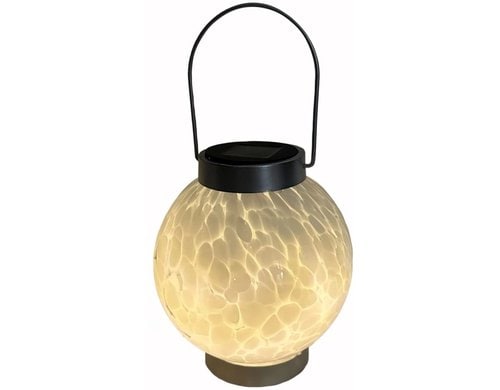 Dameco LED Solar Laterne Glas weiss inkl. LED warmweiss, solar panel