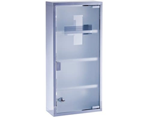 Zeller Present Erste Hilfe Schrank Edelstahl, 27x12x57 cm