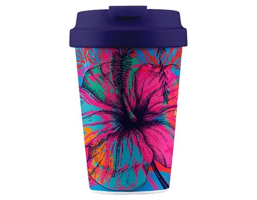 BioLoco, Outdoor-Becher Easy Cup -Psychdeli 350ml, wiederverschliessbarer Deckel