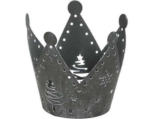 COCON Krone grau, Eisen 8x8cm, Shabby Chic Look