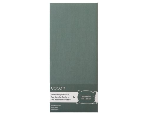 COCON, Kissenbezug Renforcé 100 x 65 cm, Eu 2 Stk., 100x65 cm, eukalyptus