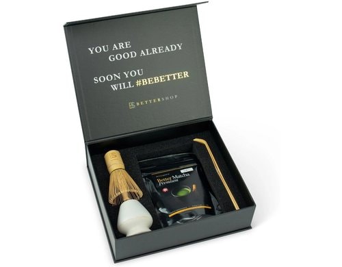 Bio Matcha Starter Kit Matchapulver, Bambusbesen und Bambuslöffel