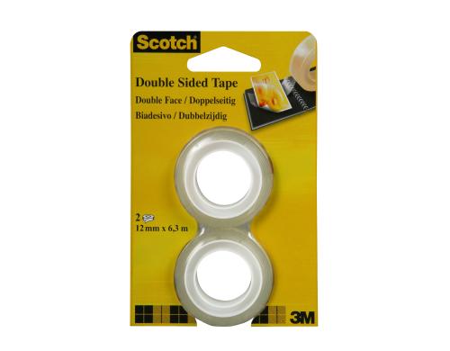 3M Scotch Doppelseitig 2er Pack, 12mm x6.3m 2 Rollen