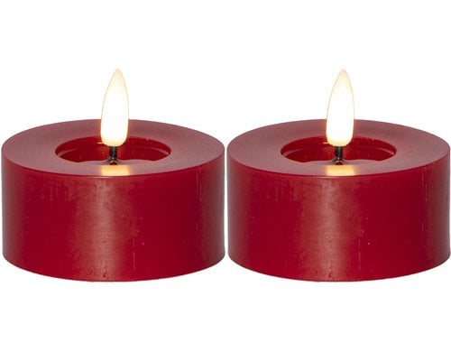 Star Trading LED Teelicht 2 Pack Flow Indoor, Rot, 5.5cm Höhe, Timerfunktion