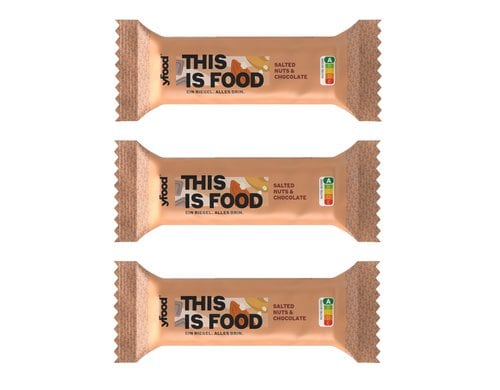 YFood High-Protein Riegel3x 60g KIT Salted Nuts & Chocolate