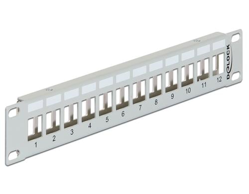 Delock 12-Port 10 Patchpanel, metall grau, für Keystone Module